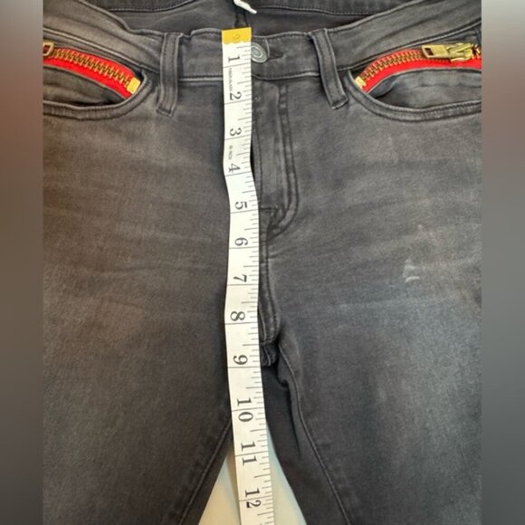 Etienne Marcel Distressed Grey Jeans w/ Red Zipper Detail – Size 29 - Picture 15 of 16